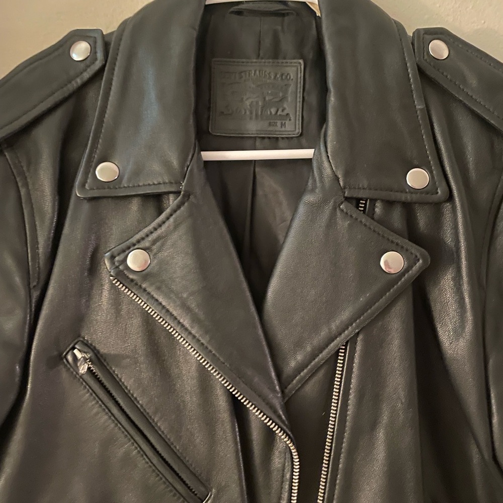 Levi's Black Leather Moto Jacket - Picture 2 of 5